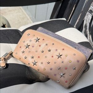 Rare Jimmy Choo Filipa Star & Rhinestone Studded Zippered Continental Wallet